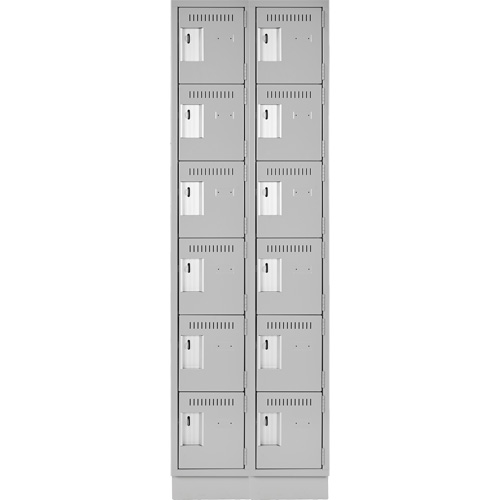 Clean Line Lockerette, 6 -tier, Bank of 2, 24" x 18" x 76", Steel, Grey, Rivet (Assembled) Pronet Distribution