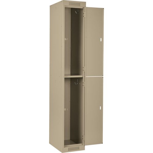 Clean Line Lockers, 2 -tier, Bank of 3, 36" x 18" x 72", Steel, Beige, Rivet (Assembled) Pronet Distribution