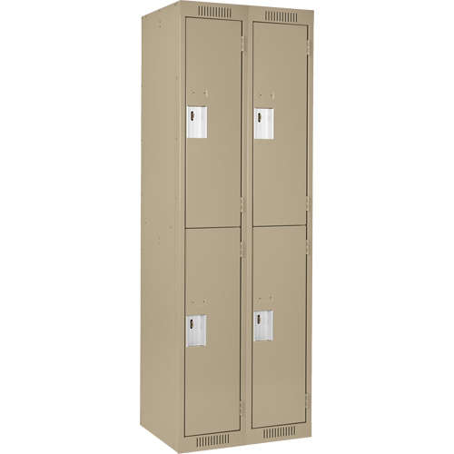 Clean Line Lockers, 2 -tier, Bank of 2, 24" x 18" x 72", Steel, Beige, Rivet (Assembled) Pronet Distribution