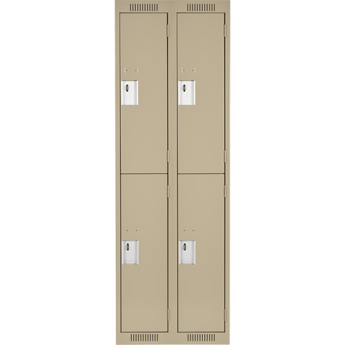 Clean Line Lockers, 2 -tier, Bank of 2, 24" x 18" x 72", Steel, Beige, Rivet (Assembled) Pronet Distribution