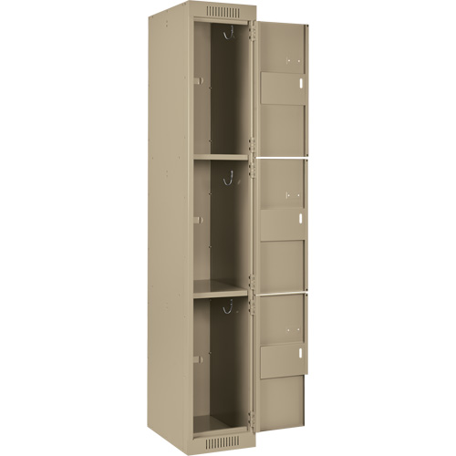 Clean Line Lockers, 3 -tier, Bank of 4, 48" x 18" x 72", Steel, Beige, Rivet (Assembled) Pronet Distribution