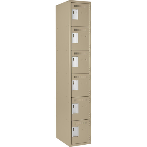 Clean Line Lockerette, 6 -tier, 12" x 18" x 72", Steel, Beige, Rivet (Assembled) Pronet Distribution