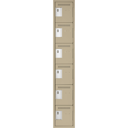 Clean Line Lockerette, 6 -tier, 12" x 18" x 72", Steel, Beige, Rivet (Assembled) Pronet Distribution