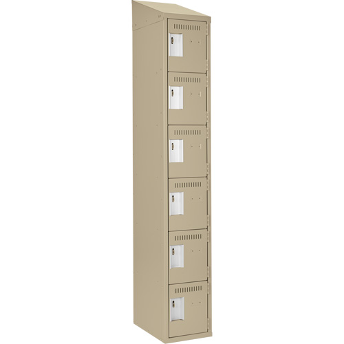 Clean Line Lockerette, 6 -tier, 12" x 18" x 78", Steel, Beige, Rivet (Assembled) Pronet Distribution