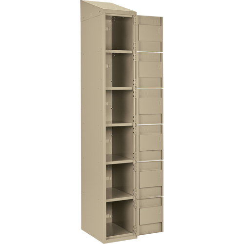 Clean Line Lockerette, 6 -tier, Bank of 4, 48" x 18" x 78", Steel, Beige, Rivet (Assembled) Pronet Distribution
