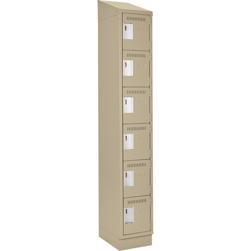Clean Line Lockerette , 6 -tier, 12" x 18" x 82", Steel, Beige, Rivet (Assembled) Pronet Distribution