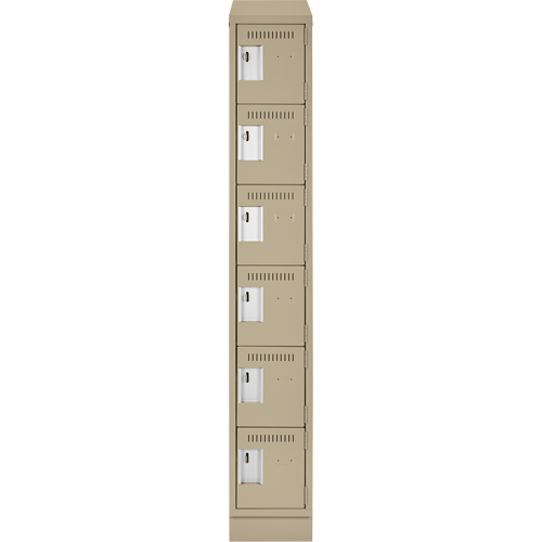Clean Line Lockerette , 6 -tier, 12" x 18" x 82", Steel, Beige, Rivet (Assembled) Pronet Distribution