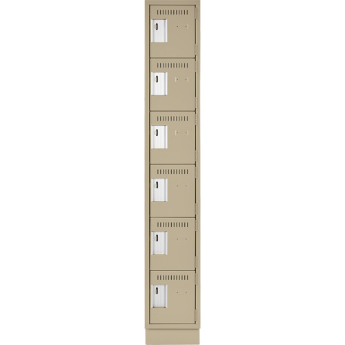 Clean Line Lockerette, 6 -tier, 12" x 18" x 76", Steel, Beige, Rivet (Assembled) Pronet Distribution