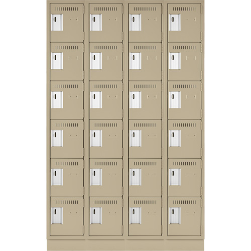 Clean Line Lockerette, 6 -tier, Bank of 4, 48" x 18" x 76", Steel, Beige, Rivet (Assembled) Pronet Distribution