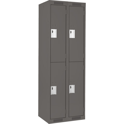 Clean Line Lockers, 2 -tier, Bank of 2, 24" x 18" x 72", Steel, Charcoal, Rivet (Assembled) Pronet Distribution