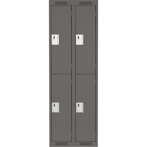 Clean Line Lockers, 2 -tier, Bank of 2, 24" x 18" x 72", Steel, Charcoal, Rivet (Assembled) Pronet Distribution