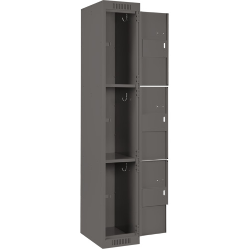 Clean Line Lockers, 3 -tier, Bank of 4, 48" x 18" x 72", Steel, Charcoal, Rivet (Assembled) Pronet Distribution