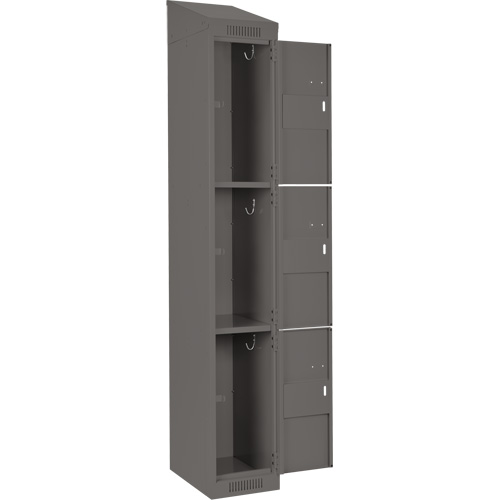 Clean Line Lockers, 3 -tier, Bank of 4, 48" x 18" x 78", Steel, Charcoal, Rivet (Assembled) Pronet Distribution