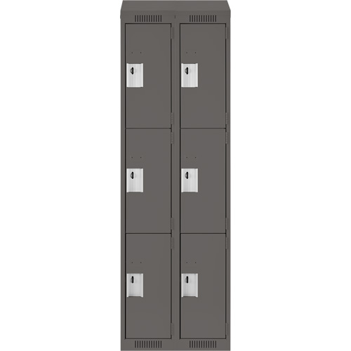 Clean Line Lockers, 3 -tier, Bank of 2, 24" x 18" x 78", Steel, Charcoal, Rivet (Assembled) Pronet Distribution