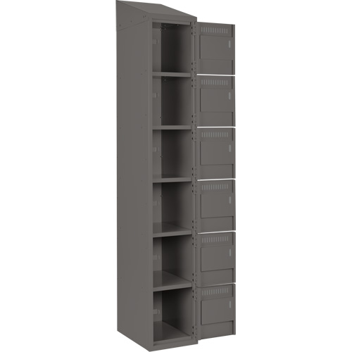 Clean Line Lockerette, 6 -tier, Bank of 3, 36" x 18" x 78", Steel, Charcoal, Rivet (Assembled) Pronet Distribution