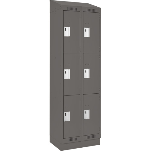 Clean Line Lockers, 3 -tier, Bank of 2, 24" x 18" x 82", Steel, Charcoal, Rivet (Assembled) Pronet Distribution