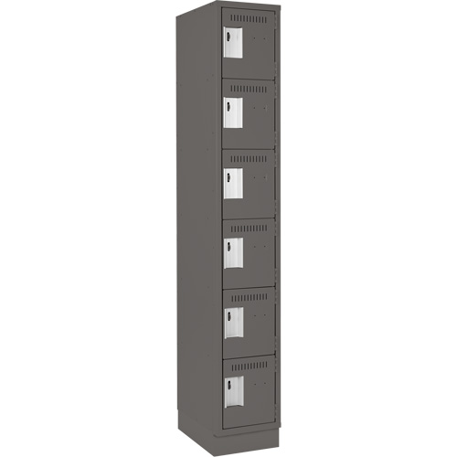 Clean Line Lockerette, 6 -tier, 12" x 18" x 76", Steel, Charcoal, Rivet (Assembled) Pronet Distribution