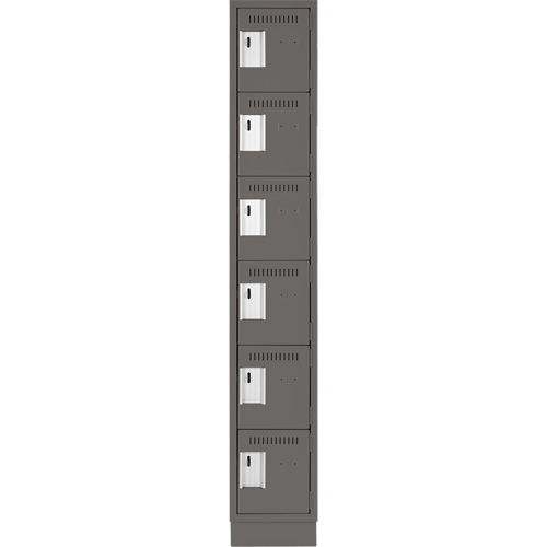 Clean Line Lockerette, 6 -tier, 12" x 18" x 76", Steel, Charcoal, Rivet (Assembled) Pronet Distribution