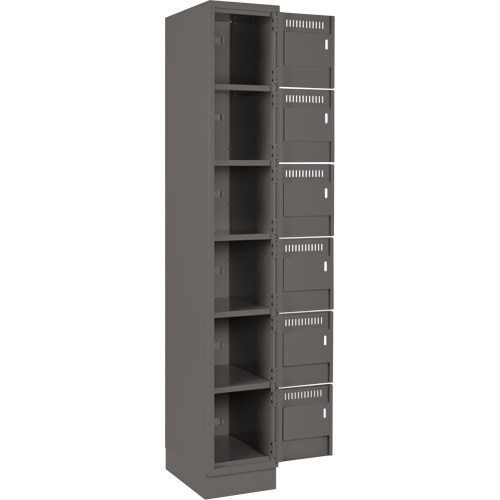 Clean Line Lockerette, 6 -tier, Bank of 4, 48" x 18" x 76", Steel, Charcoal, Rivet (Assembled) Pronet Distribution