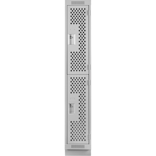 Casiers Clean Line, 2 niveaux, 12" x 15" x 76", Acier, Gris, Rivet (assembl&eacute;), Perfor&eacute; Pronet Distribution