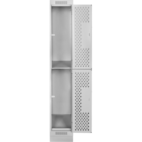 Casiers Clean Line, 2 niveaux, 12" x 15" x 76", Acier, Gris, Rivet (assembl&eacute;), Perfor&eacute; Pronet Distribution