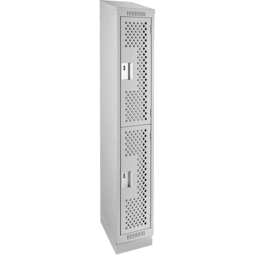 Casiers Clean Line, 2 niveaux, 12" x 12" x 82", Acier, Gris, Rivet (assembl&eacute;), Perfor&eacute; Pronet Distribution