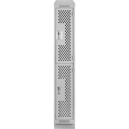 Casiers Clean Line, 2 niveaux, 12" x 12" x 82", Acier, Gris, Rivet (assembl&eacute;), Perfor&eacute; Pronet Distribution
