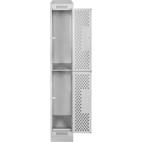 Casiers Clean Line, 2 niveaux, 12" x 12" x 82", Acier, Gris, Rivet (assembl&eacute;), Perfor&eacute; Pronet Distribution