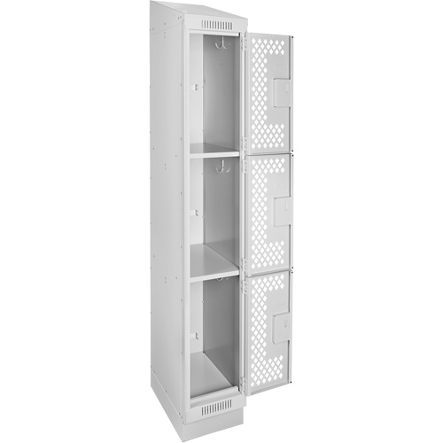 Casiers Clean Line, 3 niveaux, 12" x 12" x 82", Acier, Gris, Rivet (assembl&eacute;), Perfor&eacute; Pronet Distribution