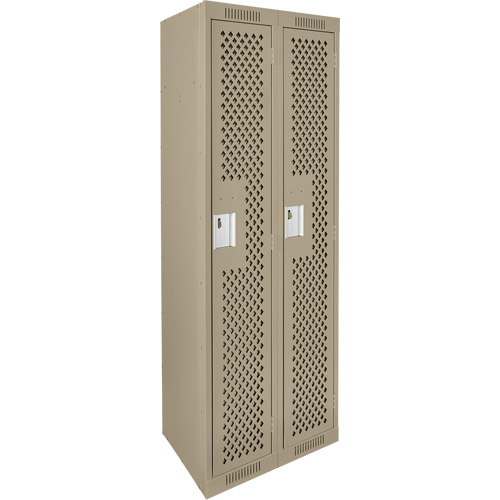 Clean Line Lockers, Bank of 2, 24" x 15" x 72", Steel, Beige, Rivet (Assembled), Perforated Pronet Distribution