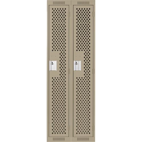 Clean Line Lockers, Bank of 2, 24" x 15" x 72", Steel, Beige, Rivet (Assembled), Perforated Pronet Distribution