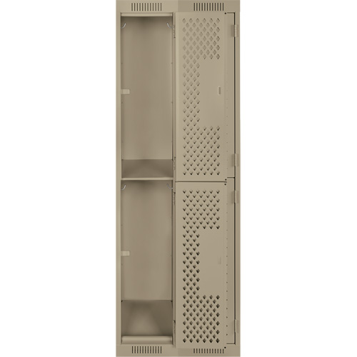 Clean Line Lockers, 2 -tier, Bank of 2, 24" x 15" x 72", Steel, Beige, Rivet (Assembled), Perforated Pronet Distribution