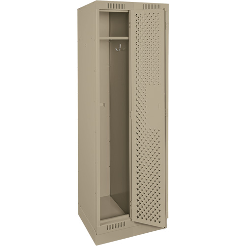 Clean Line Lockers, Bank of 2, 24" x 12" x 76", Steel, Beige, Rivet (Assembled), Perforated Pronet Distribution