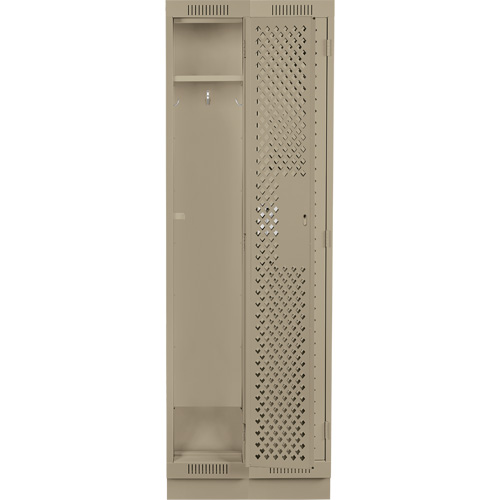 Clean Line Lockers, Bank of 2, 24" x 12" x 76", Steel, Beige, Rivet (Assembled), Perforated Pronet Distribution
