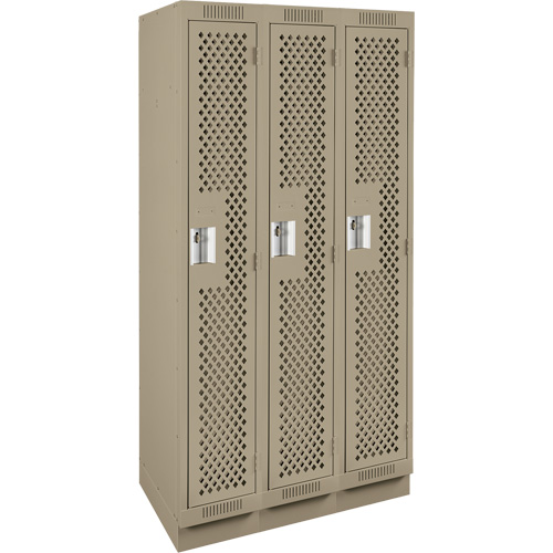 Casiers Clean Line, Bloc de 3, 36" x 12" x 76", Acier, Beige, Rivet (assembl&eacute;), Perfor&eacute; Pronet Distribution