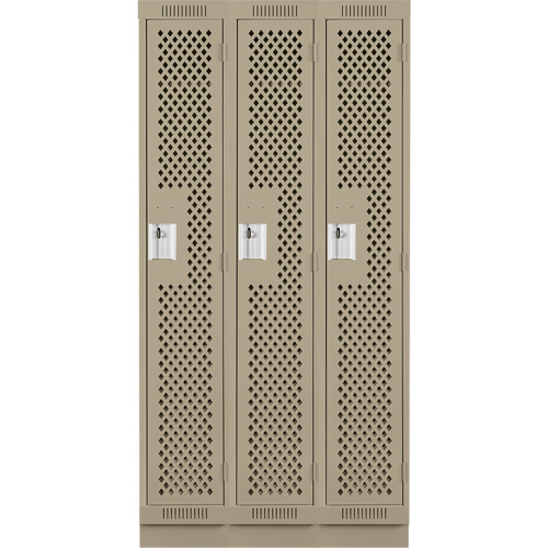 Casiers Clean Line, Bloc de 3, 36" x 12" x 76", Acier, Beige, Rivet (assembl&eacute;), Perfor&eacute; Pronet Distribution