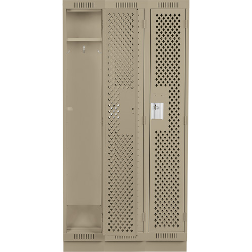 Casiers Clean Line, Bloc de 3, 36" x 12" x 76", Acier, Beige, Rivet (assembl&eacute;), Perfor&eacute; Pronet Distribution