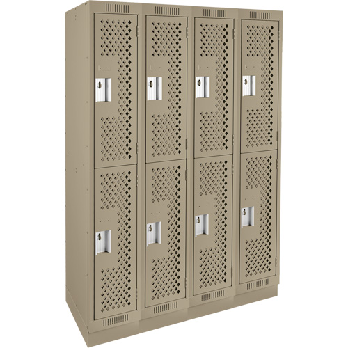 Casiers Clean Line, 2 niveaux, Bloc de 4, 48" x 15" x 76", Acier, Beige, Rivet (assembl&eacute;), Perfor&eacute; Pronet Distribution