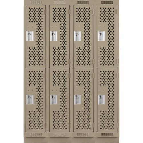 Casiers Clean Line, 2 niveaux, Bloc de 4, 48" x 15" x 76", Acier, Beige, Rivet (assembl&eacute;), Perfor&eacute; Pronet Distribution