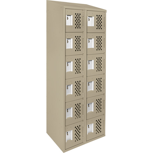 Clean-Line Perforated Lockerette, 6 -tier, Bank of 2, 12" x 72" x 12", Steel Pronet Distribution