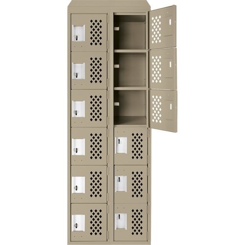 Clean-Line Perforated Lockerette, 6 -tier, Bank of 2, 12" x 72" x 12", Steel Pronet Distribution