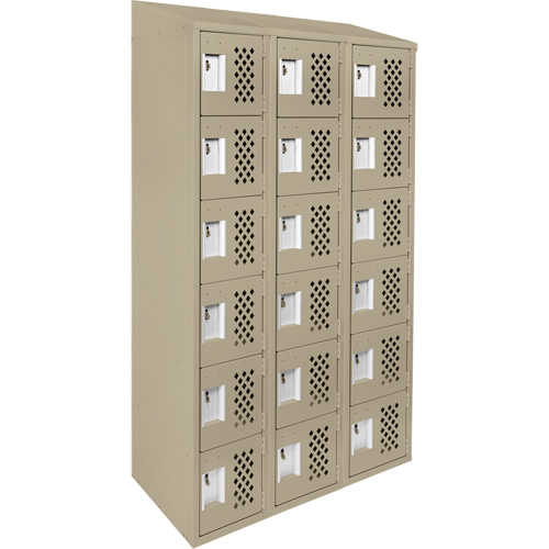 Clean-Line Perforated Lockerette, 6 -tier, Bank of 3, 12" x 72" x 12", Steel Pronet Distribution