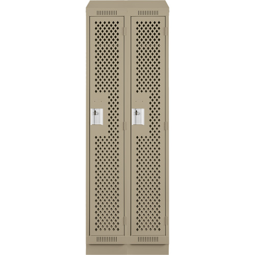 Clean Line Lockers, Bank of 2, 24" x 18" x 82", Steel, Beige, Rivet (Assembled), Perforated Pronet Distribution