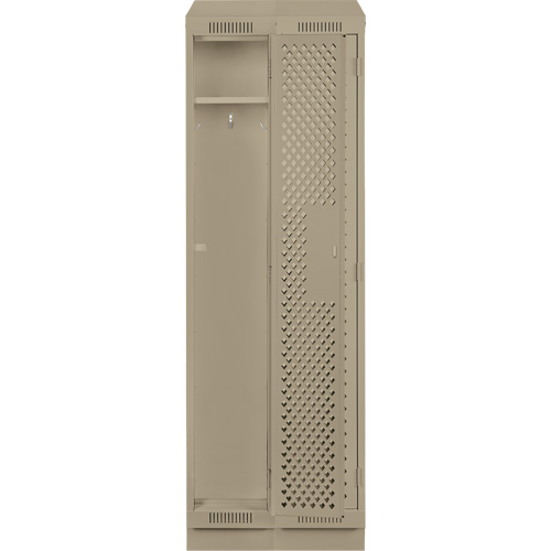 Clean Line Lockers, Bank of 2, 24" x 18" x 82", Steel, Beige, Rivet (Assembled), Perforated Pronet Distribution