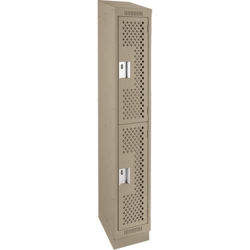 Casiers Clean Line, 2 niveaux, 12" x 18" x 82", Acier, Beige, Rivet (assembl&eacute;), Perfor&eacute; Pronet Distribution