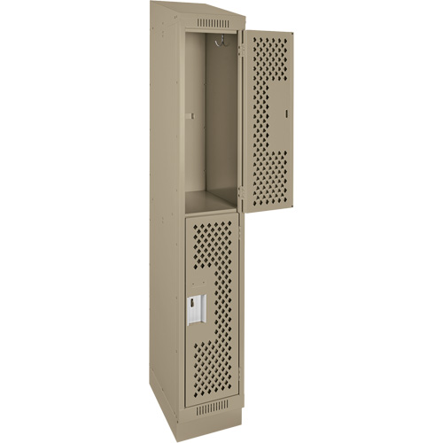 Casiers Clean Line, 2 niveaux, 12" x 18" x 82", Acier, Beige, Rivet (assembl&eacute;), Perfor&eacute; Pronet Distribution