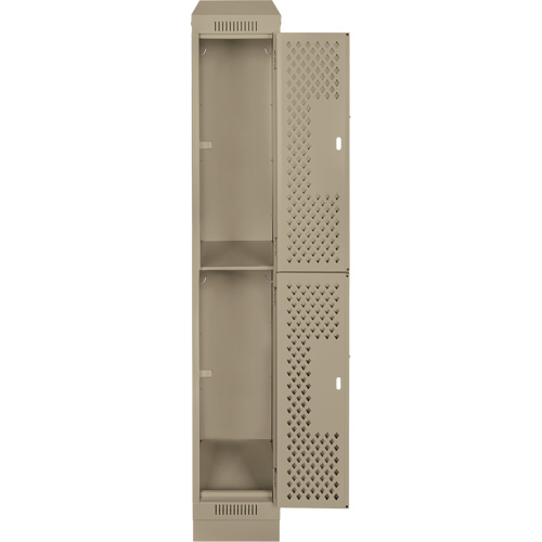 Casiers Clean Line, 2 niveaux, 12" x 18" x 82", Acier, Beige, Rivet (assembl&eacute;), Perfor&eacute; Pronet Distribution