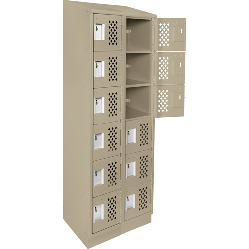 Petits casiers &eacute;conomiques assembl&eacute;s et perfor&eacute;s Clean Line, 6 niveaux, Bloc de 2, 18" x 72" x 12", Acier Pronet Distribution