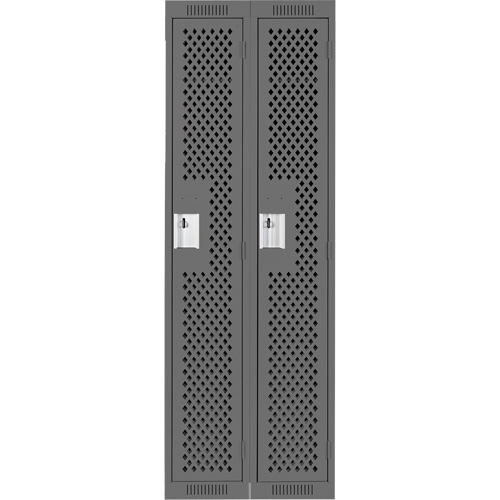 Clean Line Lockers, Bank of 2, 24" x 15" x 72", Steel, Charcoal, Rivet (Assembled), Perforated Pronet Distribution