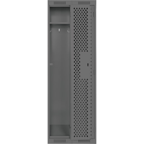 Clean Line Lockers, Bank of 2, 24" x 15" x 72", Steel, Charcoal, Rivet (Assembled), Perforated Pronet Distribution